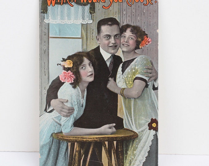 Which Would You Choose Humorous Postcard Antique RPP 1916
