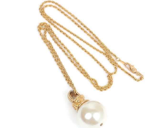 Vintage Faux Pearl Chunky Long Necklace Disco