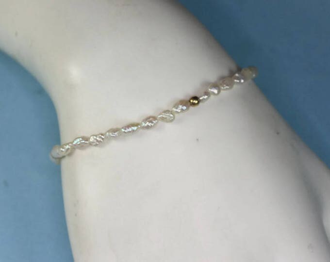 Freshwater Pearl Bracelet with 14K Clasp and Gold Beads