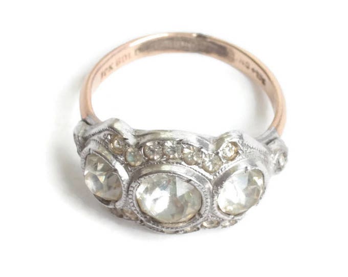 Art Deco Crystal Ring Gold Filled Sterling Uncas