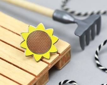 Hello Sunshine Sunflower pin - hard enamel pin badge - summer vibes all year - cheerful pin game