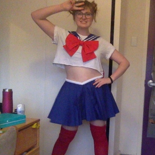 ADULT Sailor Scout Costume INCLUDES Pleated Sailor Skirt