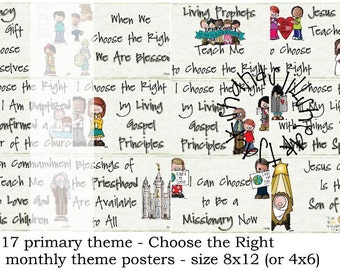 2017 LDS primary monthly themes - 8x12 sizes