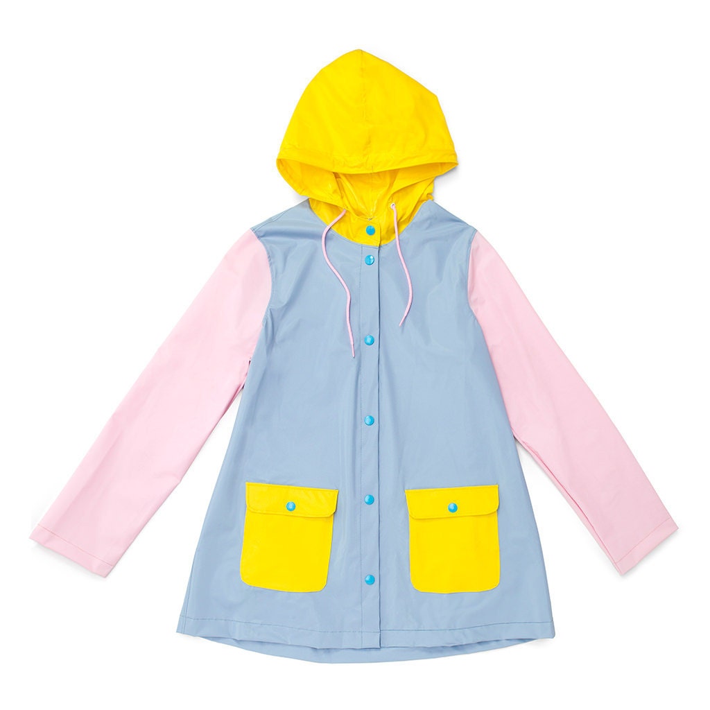 Pastels Colorblock 2 Plastic Raincoat Mac Ready to ship