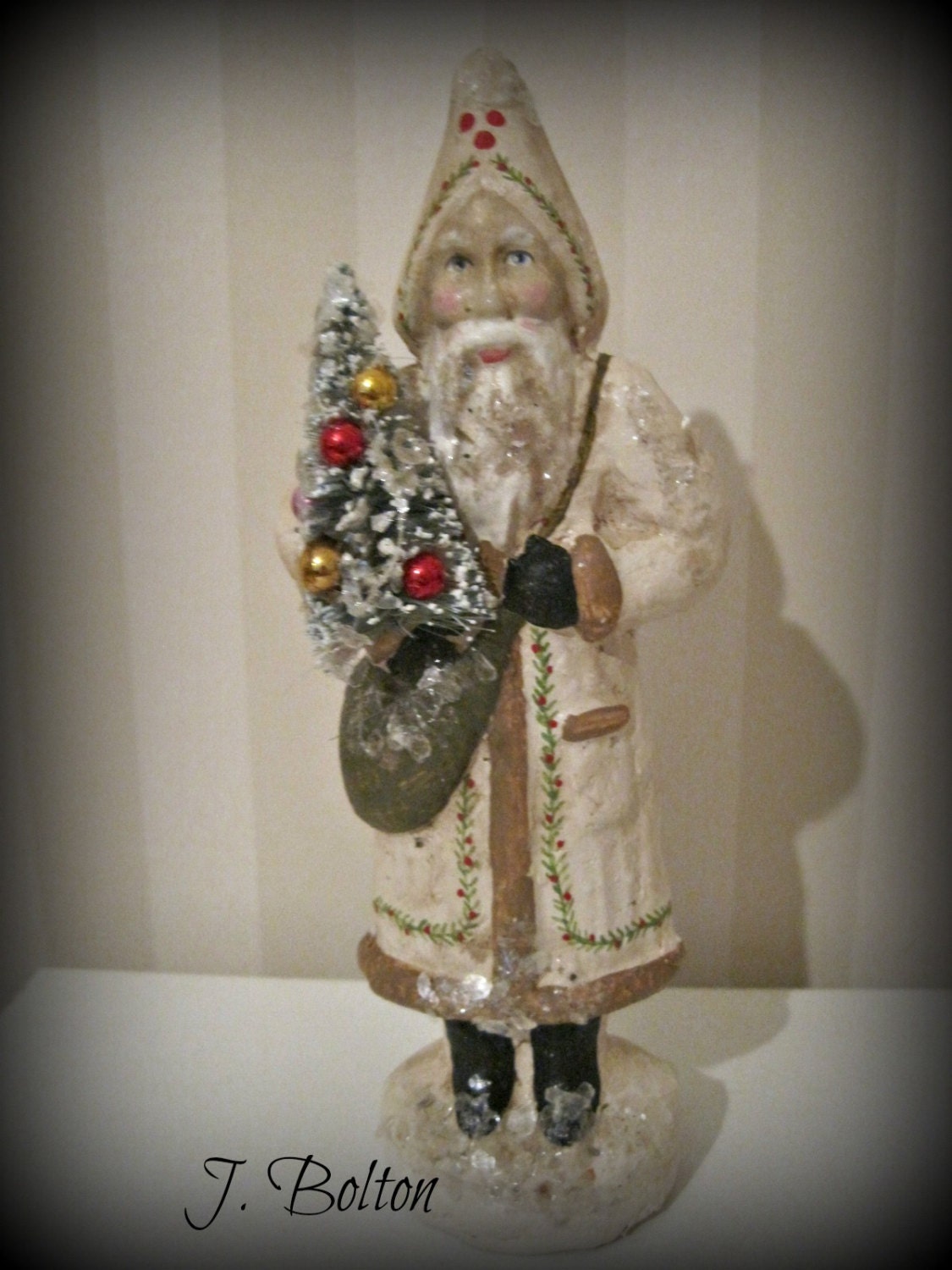 Santa Claus Belsnickel papier mache figurine folk art