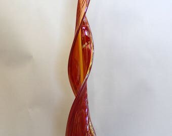 Hand Blown Glass Garden Leaf Art Outdoor Sculpture Decor Red 7632 Oneil