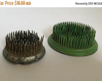 Vintage Set of 2 Metal Flower Frogs - 3-1/8" and 2.25"