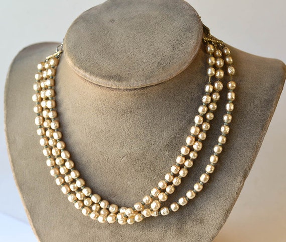 Multi Strand Pearl Necklace Faux Freshwater Pearl Necklace