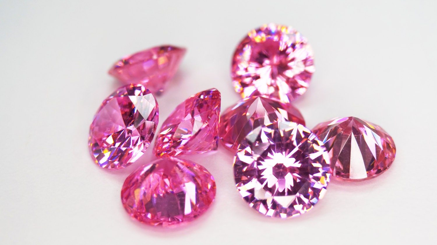 Round Faceted Pink Cubic Zirconia 10 Piece Parcels