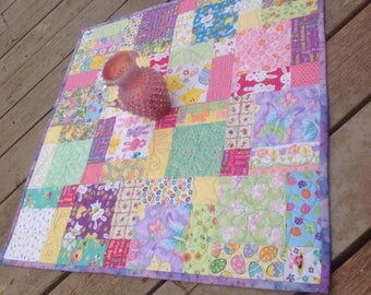 DISCOUNTED Easter HodgePodge 27 inch square quilted table centerpiece