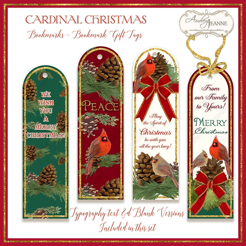 printable christmas bookmarks gift tags digital bookmark