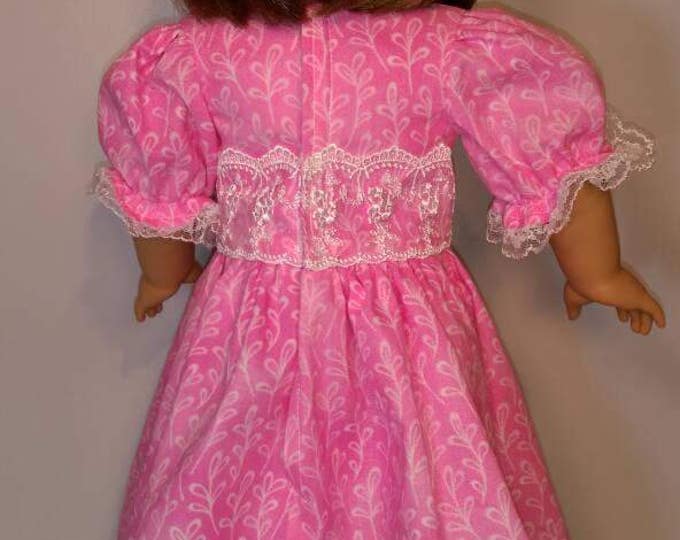 Pretty pink Easter short sleeve dress fits 18 inch dolls