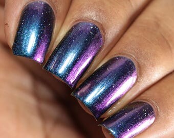Nail polish - "Too Many Moves" blue / purple / gold multichrome polish