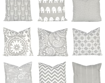 Gray Pillow Covers - Decorative Pillow Cover - Pillow Cover - Gray and White - Nursery Decor - Couch Pillow Covers - Gray Cushion Cover