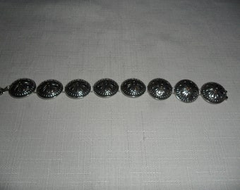 Vintage Sterling Silver Concho Bracelet 7.75