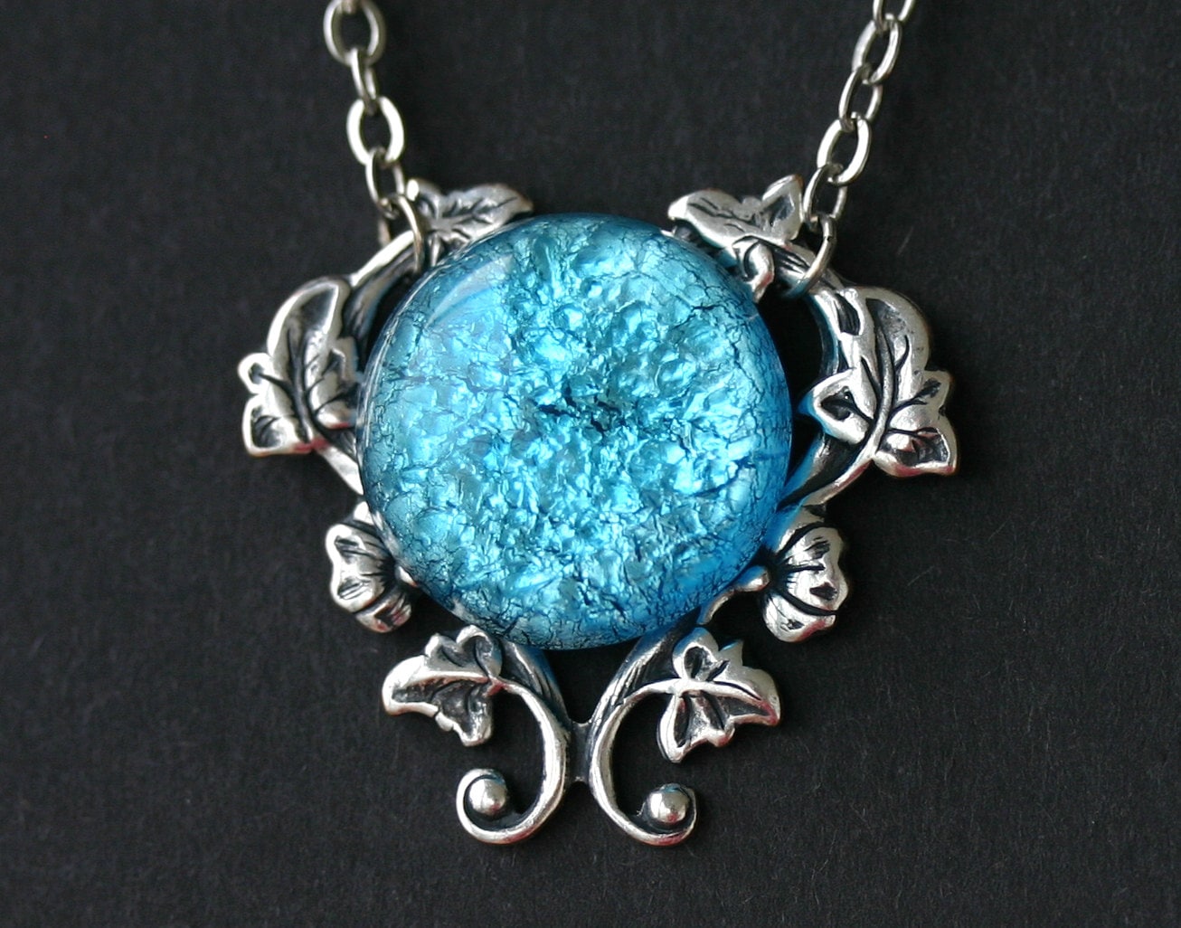 Turquoise Blue Fire Opal Necklace