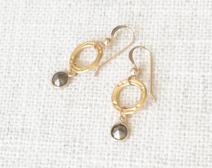 Pyrite Earrings, Pyrite Circle Earrings, Gold Pyrite Earrings, Gold Pyrite Circle Earrings, Gold Pyrite, Gold Earrings, Gold Circle Earrings
