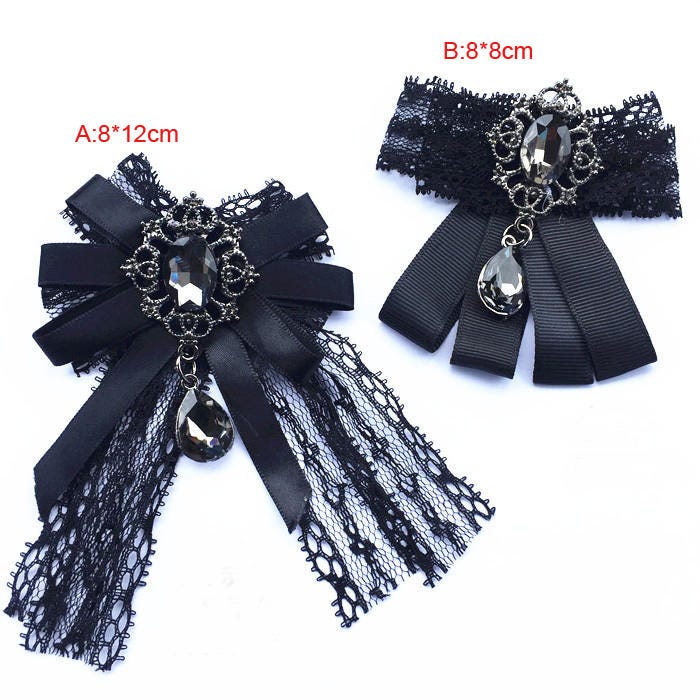 4pcs 8-12cm wide black bow satin Rhinestones stones beads