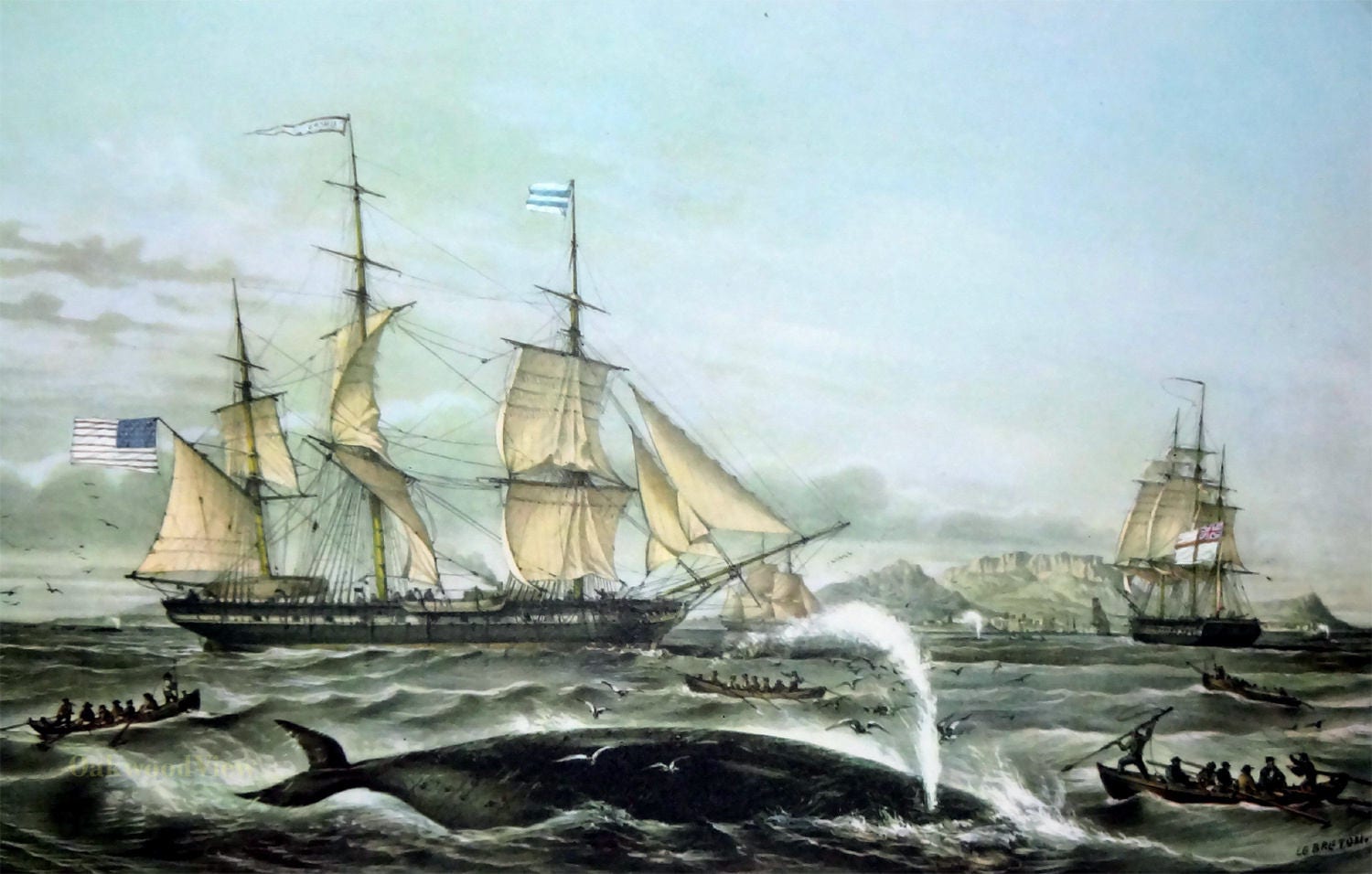 Uncas Whaling Ship by L. Lebreton Cape of Good Hope Africa