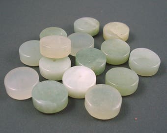 Destash Afghan Green Jade, Center Drilled Wheels, Very Light Green, 15MM Wheel Beads