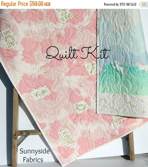 Quilt Kit Wholecloth Cheater Panel with Stripe by SunnysideFabrics