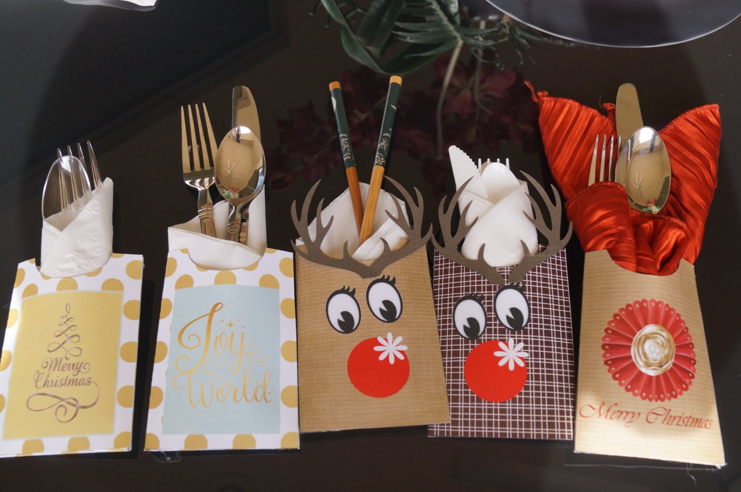 Christmas Utensil holder Christmas Table favors Holiday