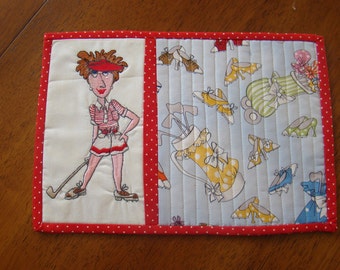 Quilted Mug Rug for golf fans