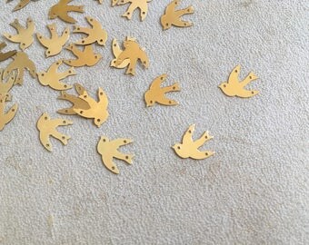 1920s French Metal Sequins - Vintage Gold Sequins - Sew On Embellishments - Sparrow Bird Sequins