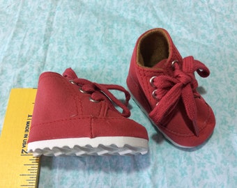 Red suede ankle boots, doll shoes, fit American Girl, Doll clothes