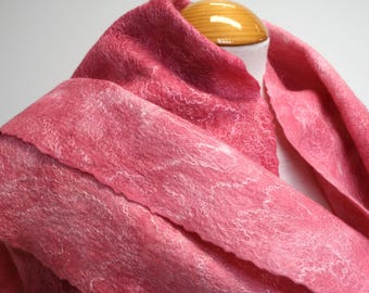 Raspberry Pink Ombre Nuno Felt Scarf