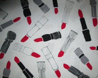 Lipstick Lip Stick Diva White Cotton Fabric Fat Quarter Or Custom Listing