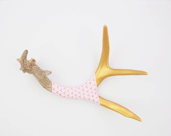 Painted Antler - MEDIUM - Gold, Lavender, Orange & Pink Pattern - Home Decor