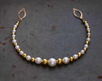 White Pearls - Vintage Collar Chain and Buttons - Sweater Clip or Cardigan Clip