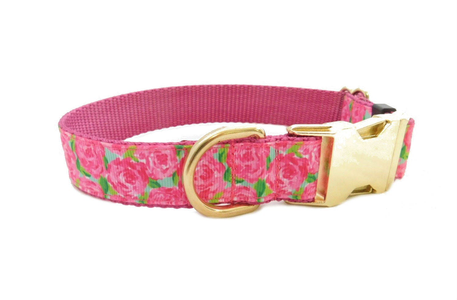 Rose Dog Collar Personalized Pet Collar Floral Collar Metal