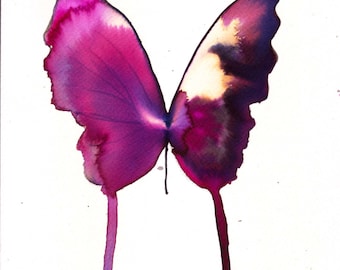 magenta black white gold butterfly 8 X 10" original watercolour painting