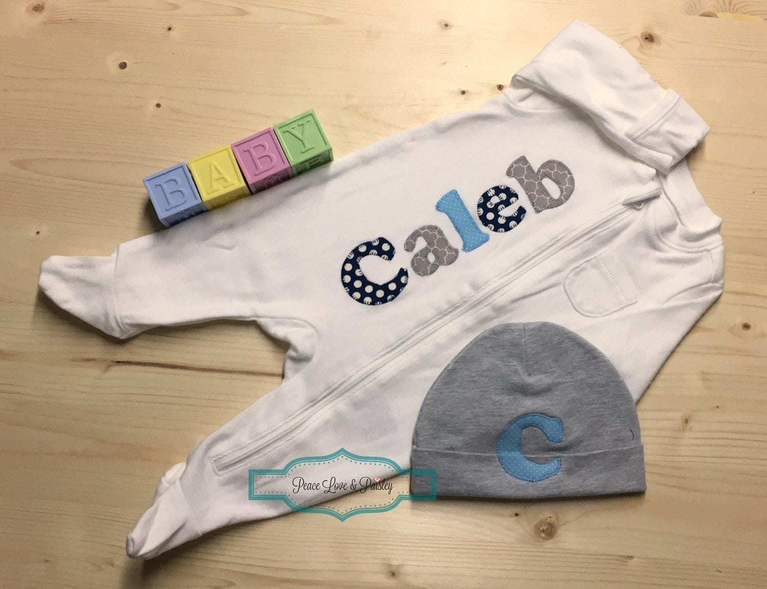 Personalized Baby Sleeper and Hat Newborn Outfit Going Home