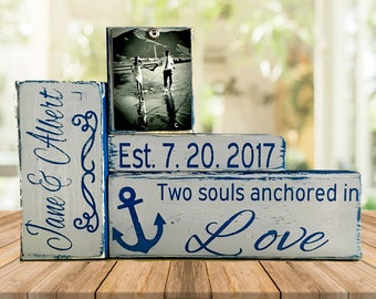 Nautical wedding gift for couple bridal shower gift husband gift wife gift bride gift groom gift nautical anchor beach art mr and mrs sign
