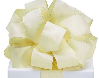 5YDS Ivory Cream Taffeta 1-1/2" Wired Edge Ribbon (FREE SHIPPING!)