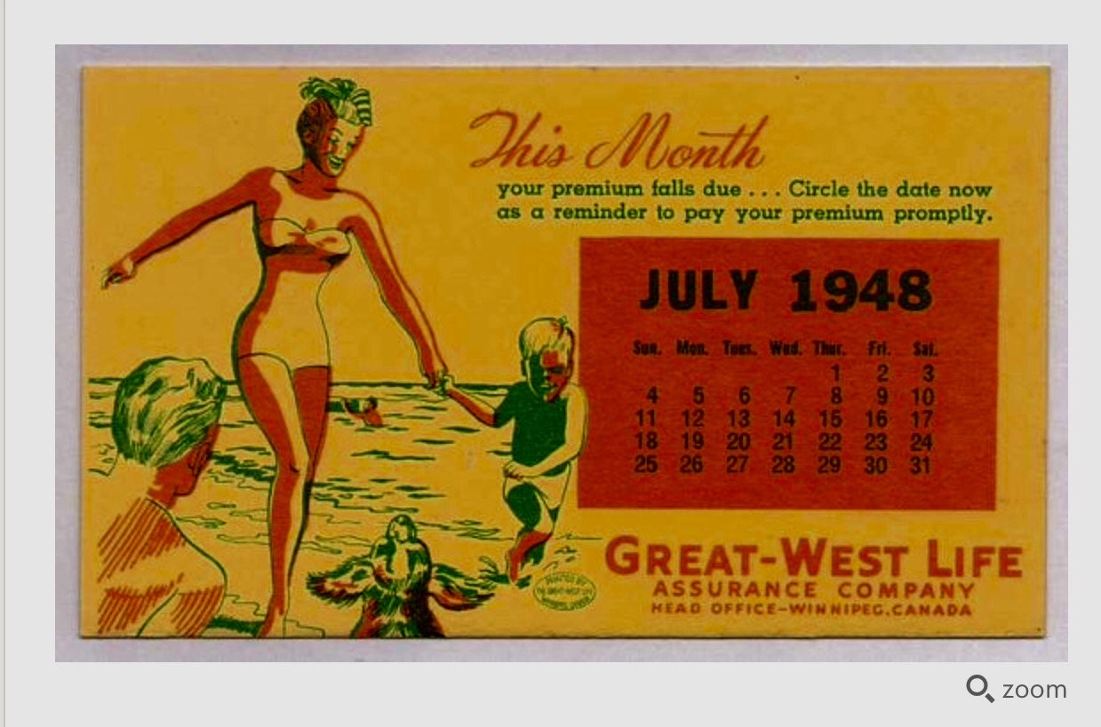 Details 6 1 2 inch wide advertising blotter from the Great West Life