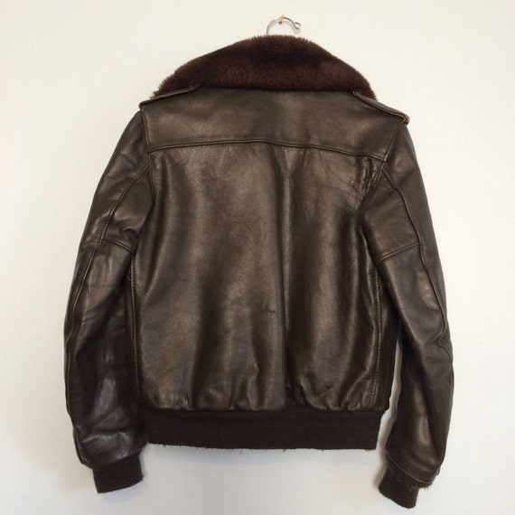 Vintage 60s 70s Schott Flight Jacket / Brown Leather Bomber