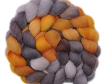 Hand painted roving - Shetland wool spinning fiber - 4.2 ounces - Rich Ore 1