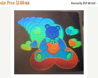 SALE Rare Vintage Hologram Love Bear Sticker Holographic