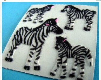 SALE Vintage Sandylion Fuzzy Zebra Stickers 80's