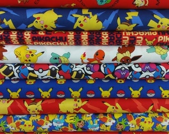 Super Pokemon Red & Blue Bundle from Robert Kaufman - 9 Fabrics