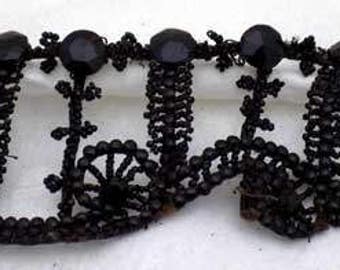 Fascinating Vintage Jet Bead Appliqué/Embellishment - Ap113
