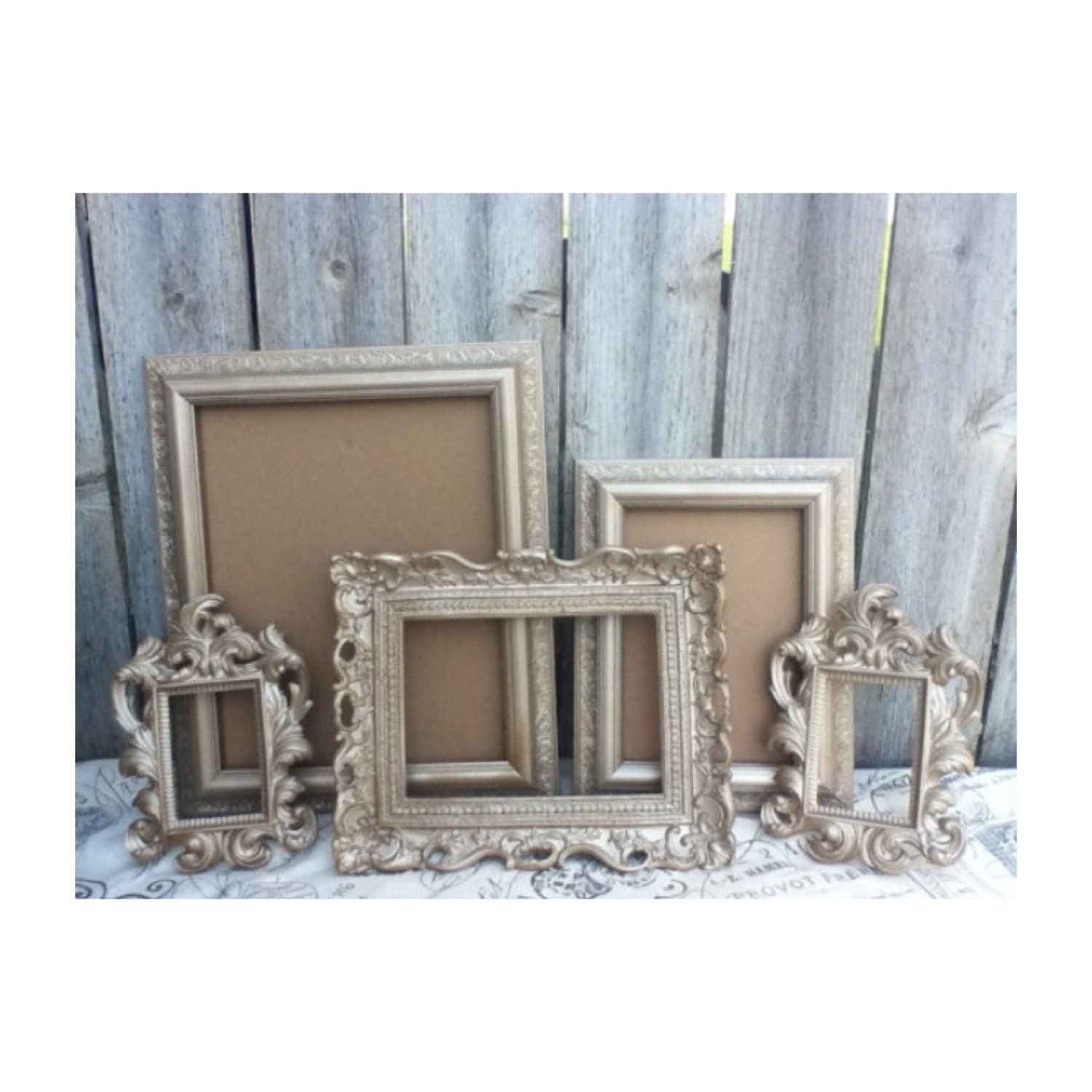 Vintage Style PICTURE FRAMEs Set of 5 light by VintageEvents