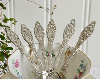 RESERVED FOR R Pierced demitasse coffee spoons, vintage small cutlery