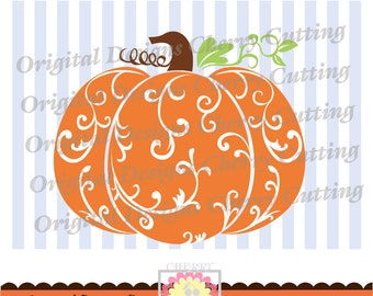 Fall pumpkin,Floral pattern pumpkin,Thanksgiving pumpkin Silhouette Cut Files, Cricut Cut Files DGCUTTH5 -Personal and Commercial Use