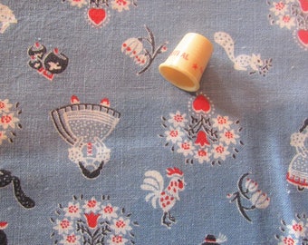 vintage FULL feed sack fabric -- dutch/german novelty print
