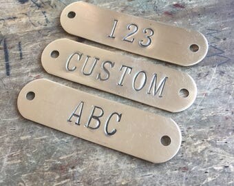 Custom hand punched brass and metal tag - hand stamped key tag - key fob - pet tag - custom engraved tag - hotel key tag - Custom ID tag